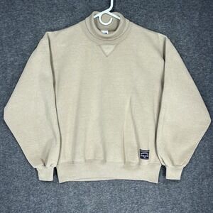 VTG Russell Athletic Turtle Neck Sweatshirt Mens M Beige Tan Blank Made In USA
